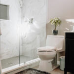 bathroom with toxic artificial stone surround