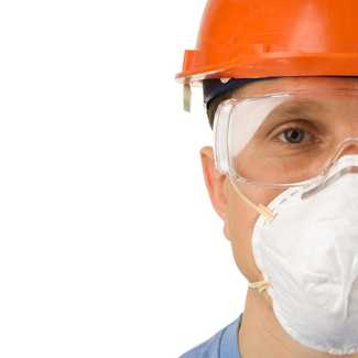 construction worker with hardhat and mask