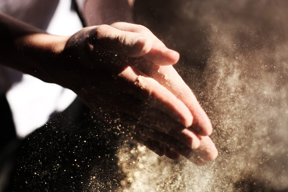 hands with white powder