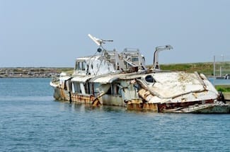 wrecked ship in the water