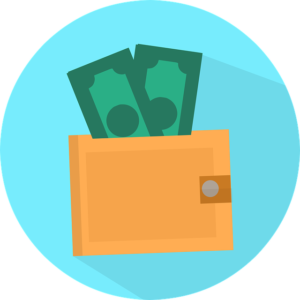 icon with money and wallet